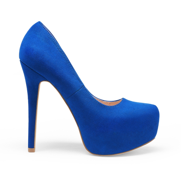 High Heel Stiletto Platform Pumps - ROYAL BLUE SUEDE - 3